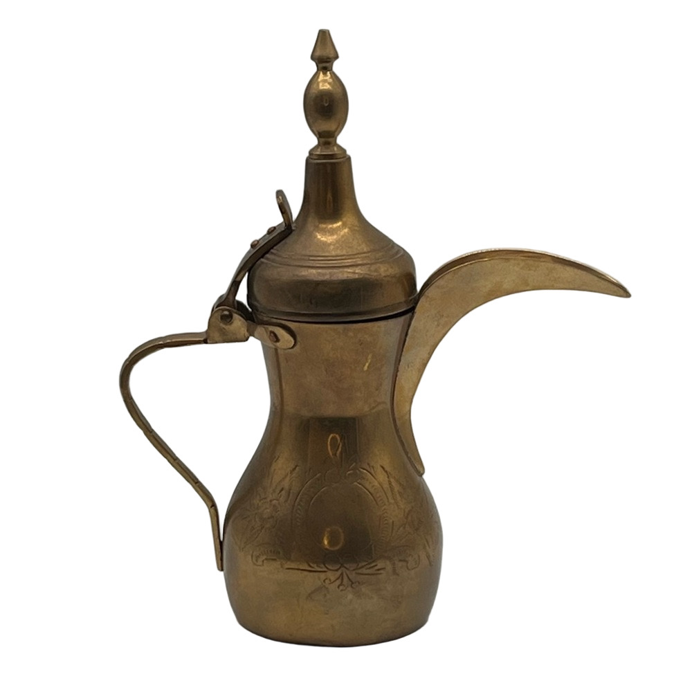 Vintage Etched Islamic Middle East Arabic Dallah Copper Brass Coffee Pot 10"